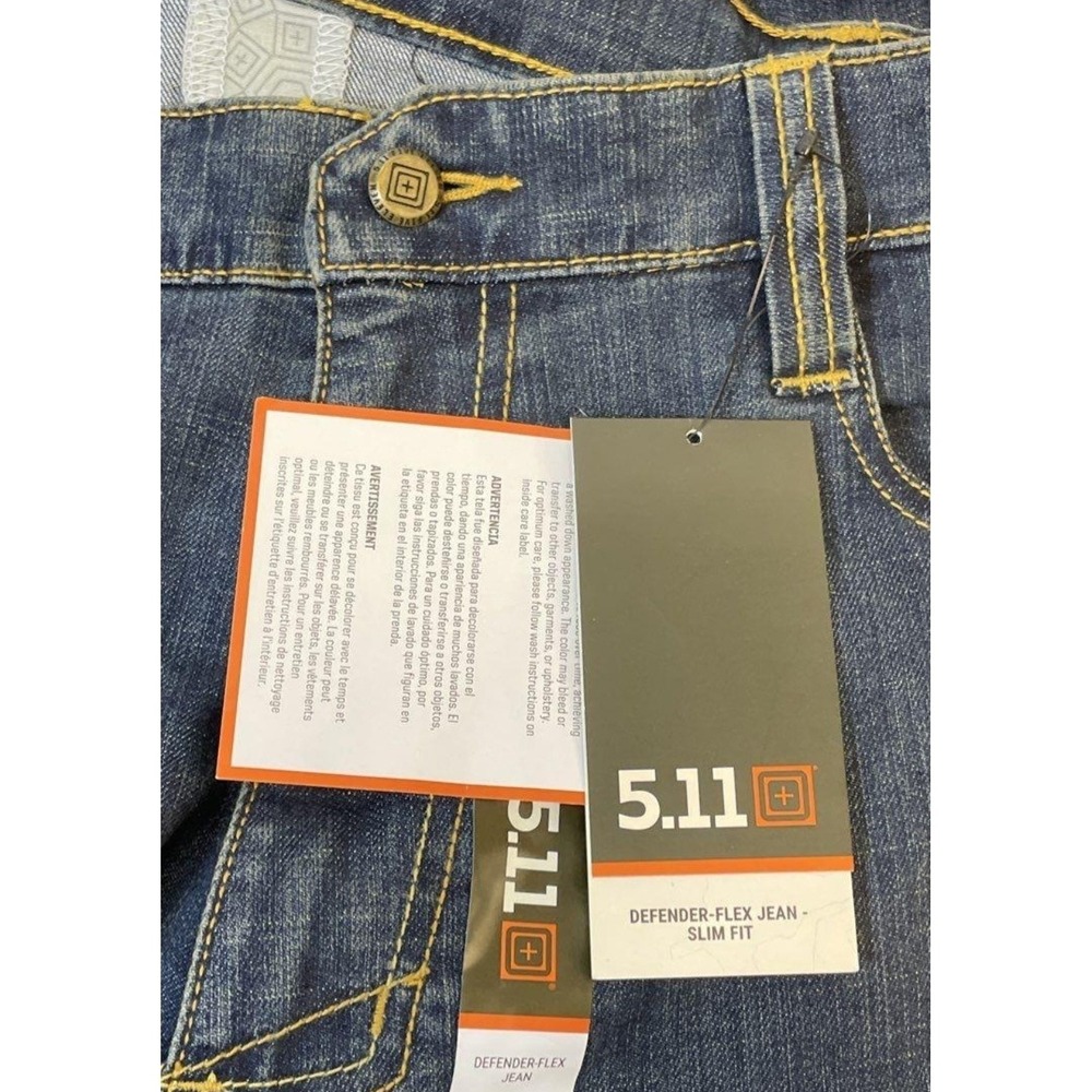5.11 Tactical Defender Flex Jean Slim Fit Men's W38 L32 Blue Indigo Cotton - Picture 2 of 10